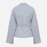 Lee-Draped Poplin Shirt With Accessory Detail in Blue Stripe