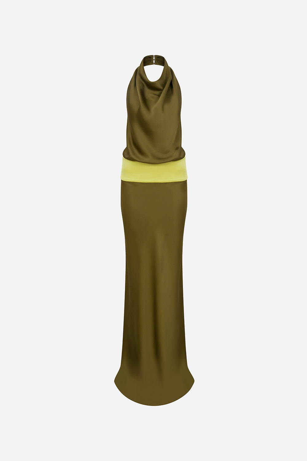 satin color block dress Color Block Pebbled Barathea Gown With Petal Draped Skirt