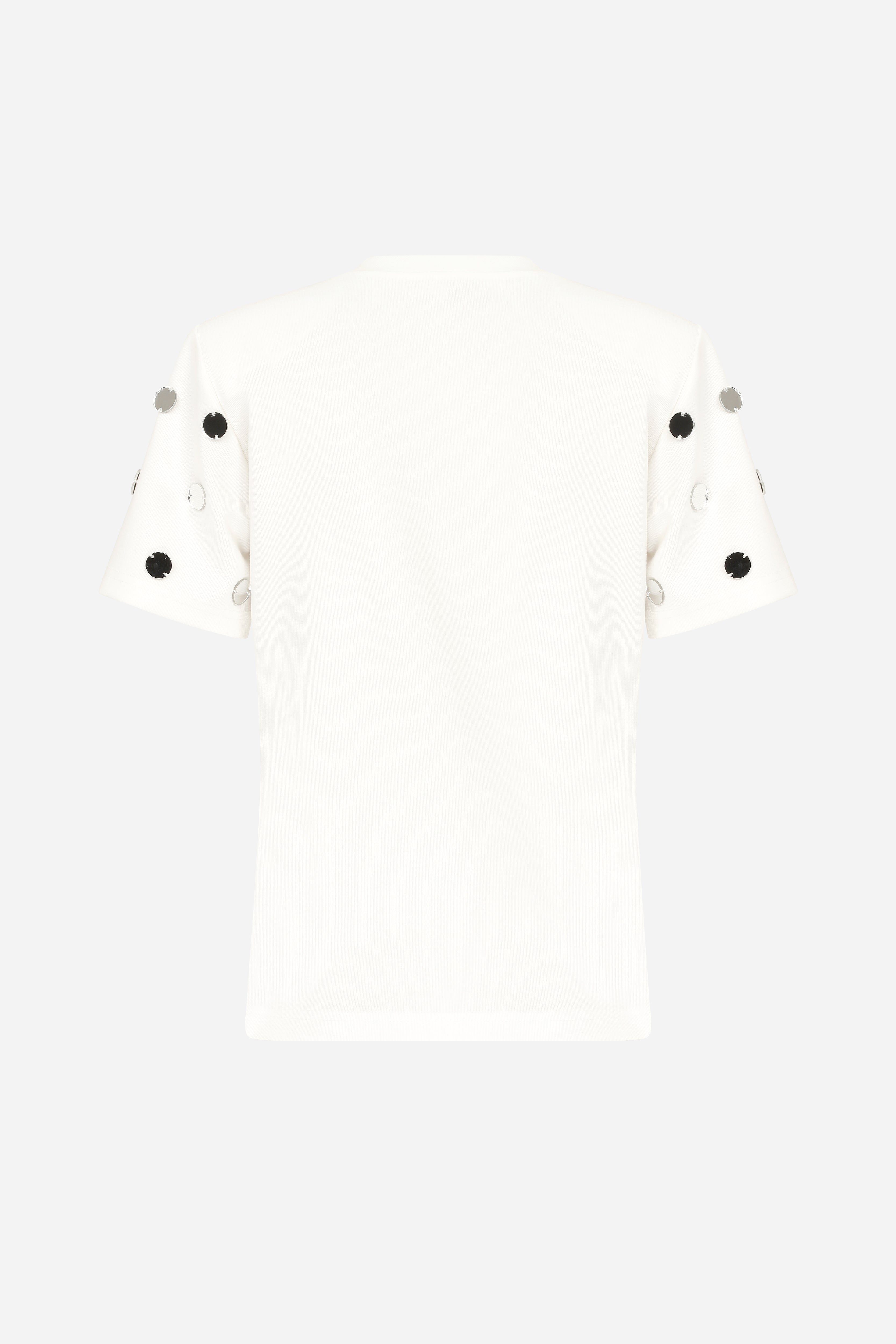 Miro - Handmade Mirror Detailed Tshirt With Shoulder Pads