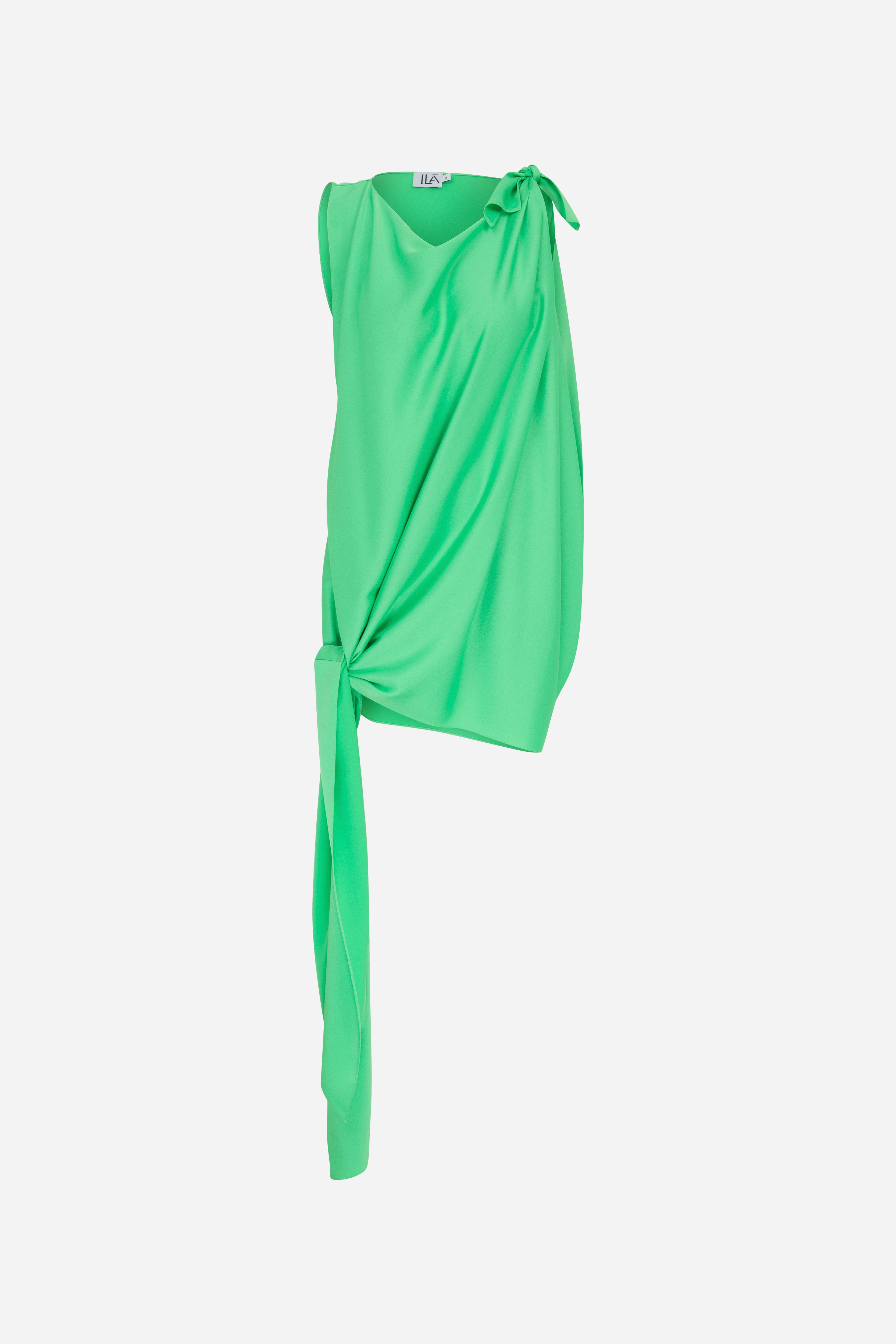 Farida-Drapped Details Mini Dress With Knot Detail
