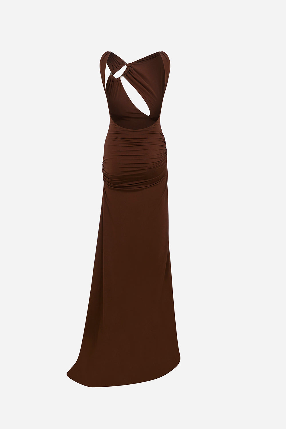 brown colour dress Women's The Main Idea Cocoa Brown Sleeveless Pleated Structured Midi Dress | Size: L