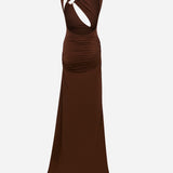 Amore-Ruched Jersey Maxi Dress With Slit And Accessory Detail