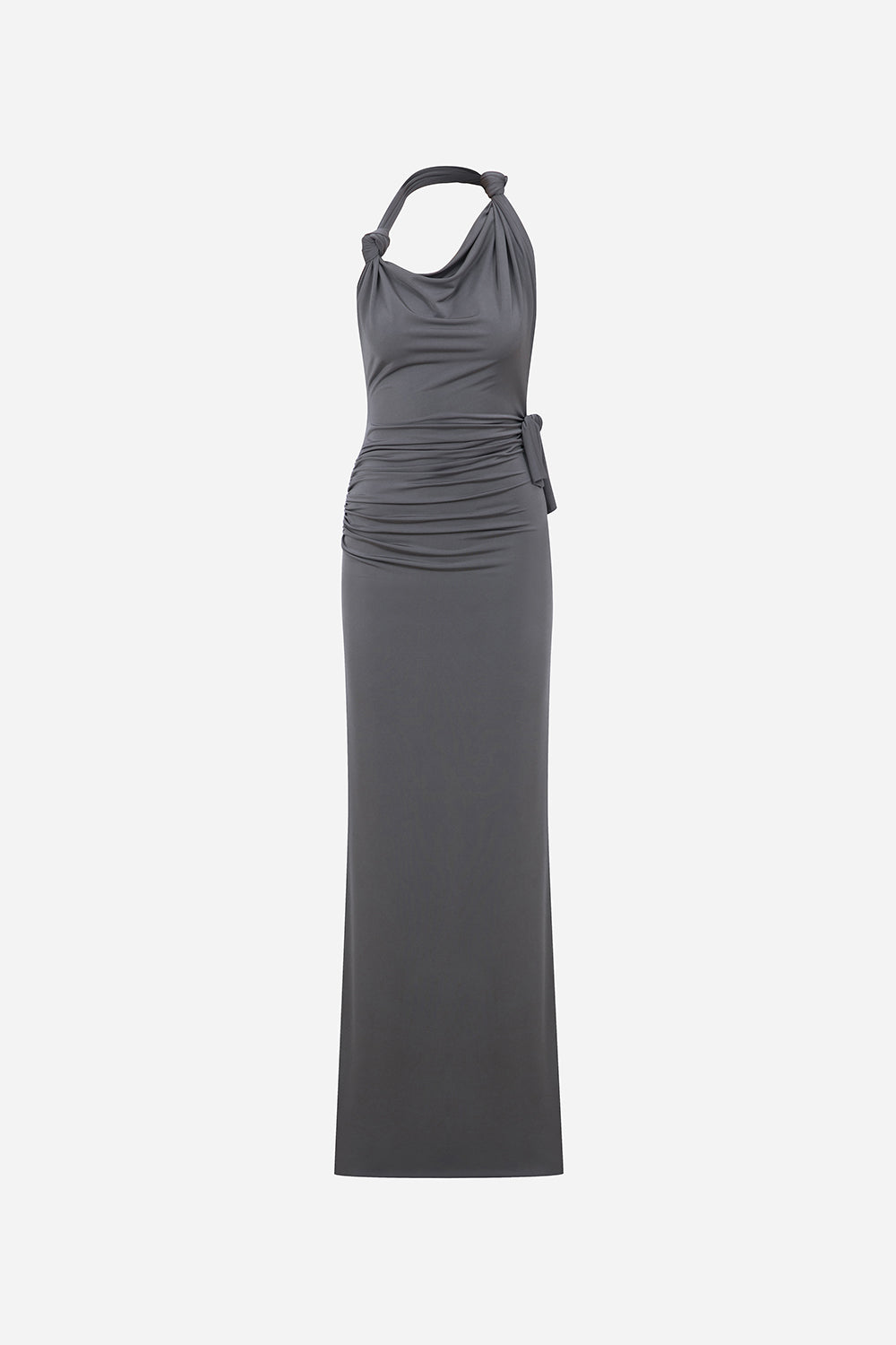 Harper-Asymmetrical Cowl-Neck Open-Back Jersey Maxi Dress in Grey ILA Official Harper-Asymmetrical Cowl-Neck Open-Back Jersey Maxi Dress in Grey ILA Official