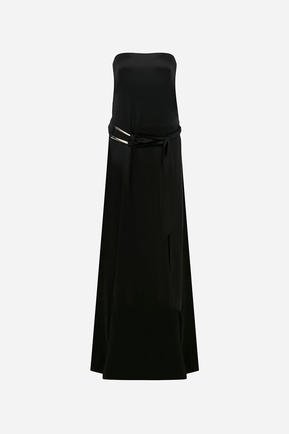 Cindy-Strapless Flowy Satin Maxi Dress With Detachable Belt ILA Official Cindy-Strapless Flowy Satin Maxi Dress With Detachable Belt ILA Official