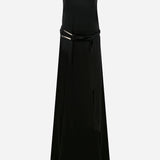 Cindy -Strapless Flowy Satin Maxi Dress With Detachable Belt