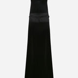 Cindy -Strapless Flowy Satin Maxi Dress With Detachable Belt