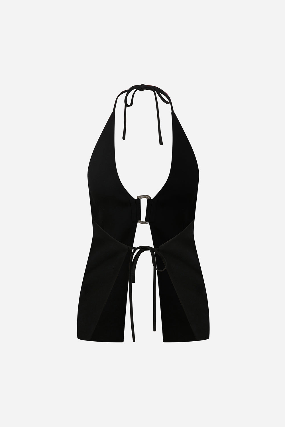 June-Open-Back Vest With Front Accessory Detail in Black – ILA