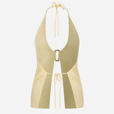 June-Open-Back Vest With Front Accessory Detail in Light Yellow