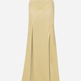 Jaime-Maxi Skirt With Double Front Slit Detail in Butter Yellow