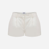 Lou-Tailored Pleated Mini Shorts in White