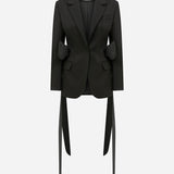 Tammy - Fitted Fit Blazer With Voluminous Taffeta Bow On Sides