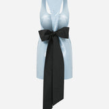 Chita - U Neck Sequin Mini Dress With Bow On The Back