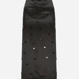Sherly-Silk Organza Midi Skirt With Hand Stitched Mirrors