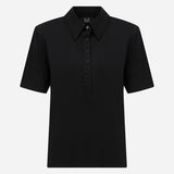 Ciara-Polo Neck T-Shirt in Black