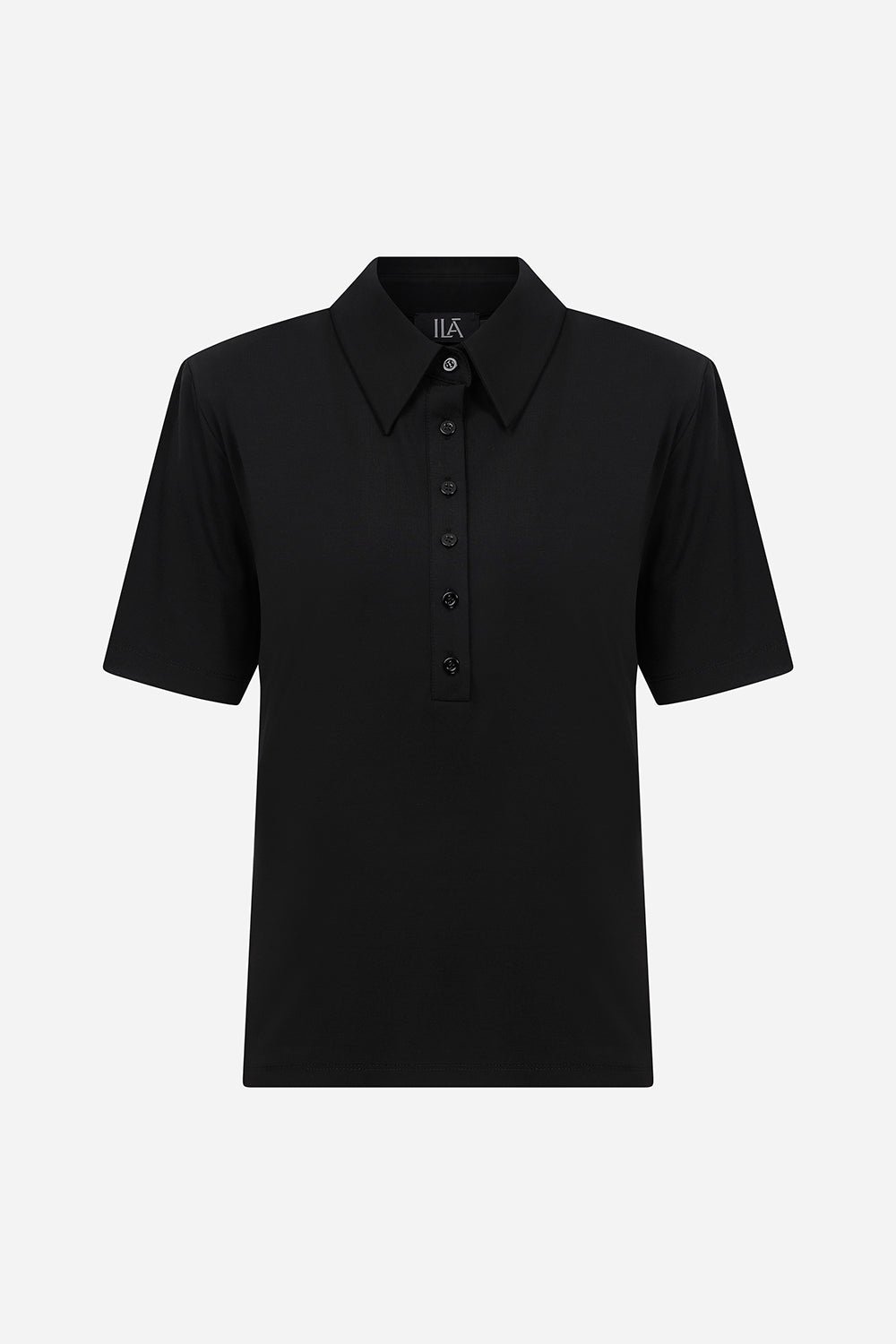 Ciara-Polo Neck T-Shirt in Black