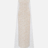 Miles-Strapless Lace Midi Dress With Back Train Detail