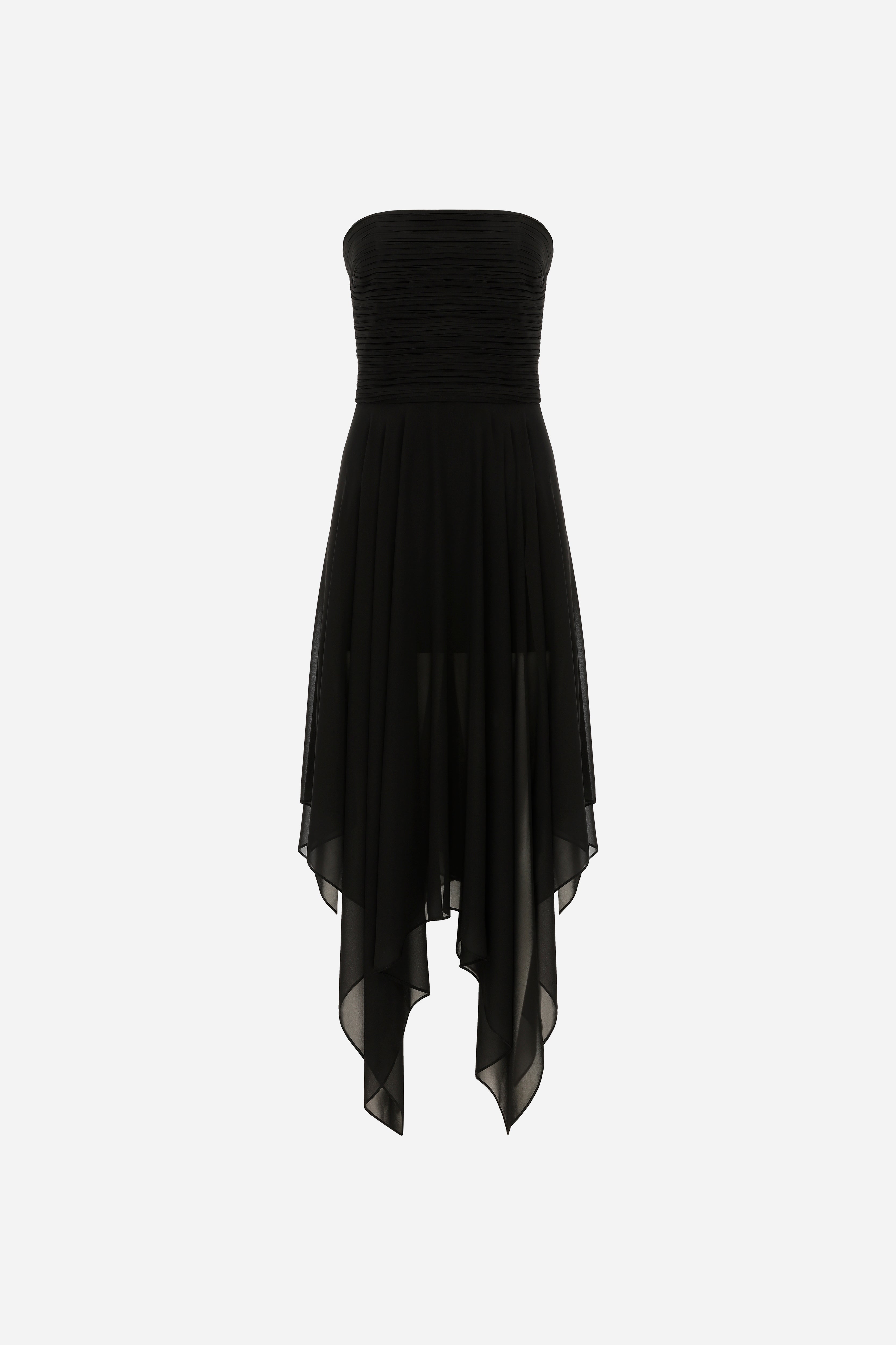 Paloma - Pleated Chiffon Strapless Midi Dress