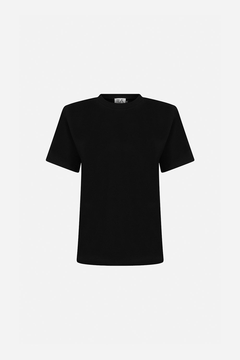 Alicia - Tshirt with shoulder pads in black