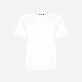 Alicia - T-Shirt With Shoulder Pads in White