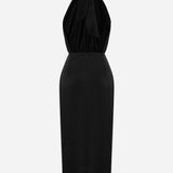 Amanda-Satin Wrap Up Dress With Open Back