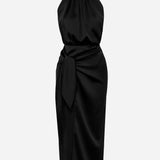 Amanda-Satin Wrap Up Dress With Open Back