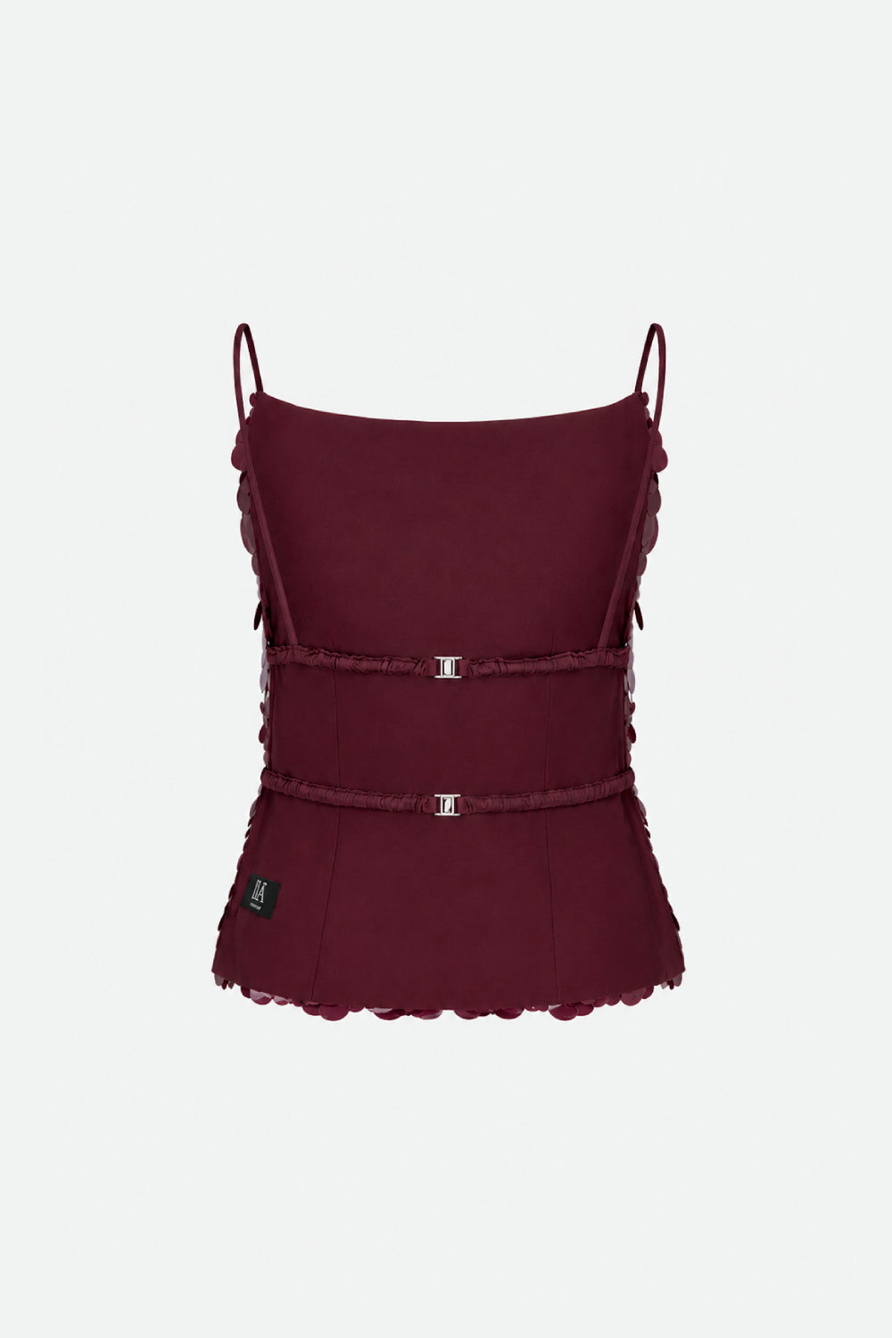 Cassie Open-Back Sequin Top in Burgundy Sequin