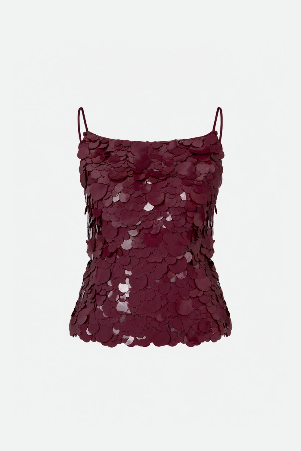 Cassie Open-Back Sequin Top in Burgundy Sequin