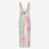 Stevie-V-Neck Gradient Sequin Side-Slit Maxi Dress
