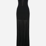 Laura - Strapless 3-String Dress with Crushed Chiffon Detailed in Black
