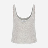 Lend - U-Neck Sequin Tank Top in White
