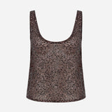 Lend - U-Neck Sequin Tank Top in Brown