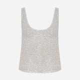 Lend - U-Neck Sequin Tank Top in White
