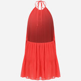 Mei - Backless Pleated Chiffon Mini Dress