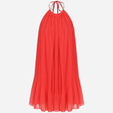 Mei - Backless Pleated Chiffon Mini Dress