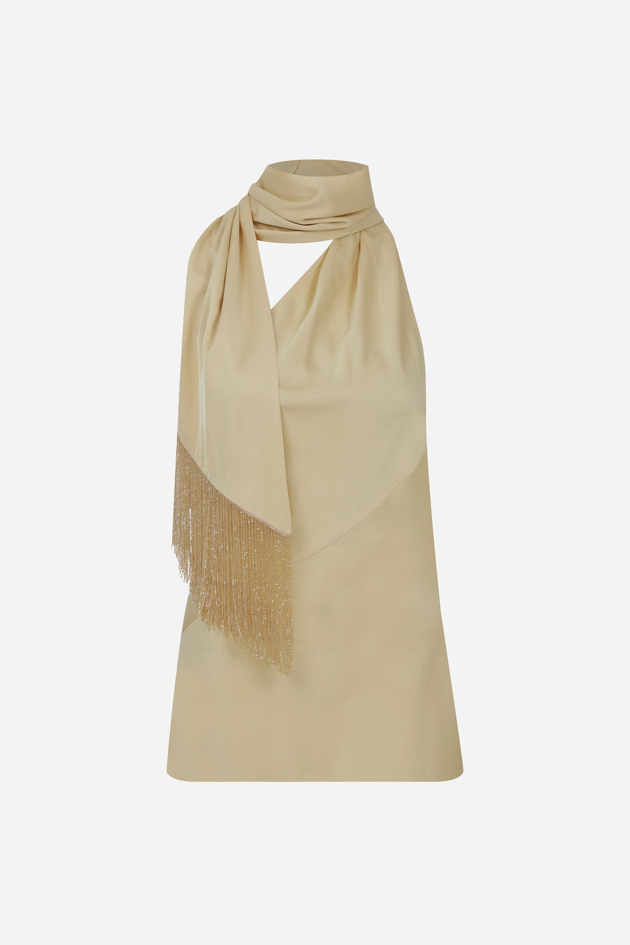 Ross-One Shoulder Satin Top with Beaded Fringe Detail in Yellow – ILA ...