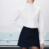 Juna High-Neck Cotton Shirt in White