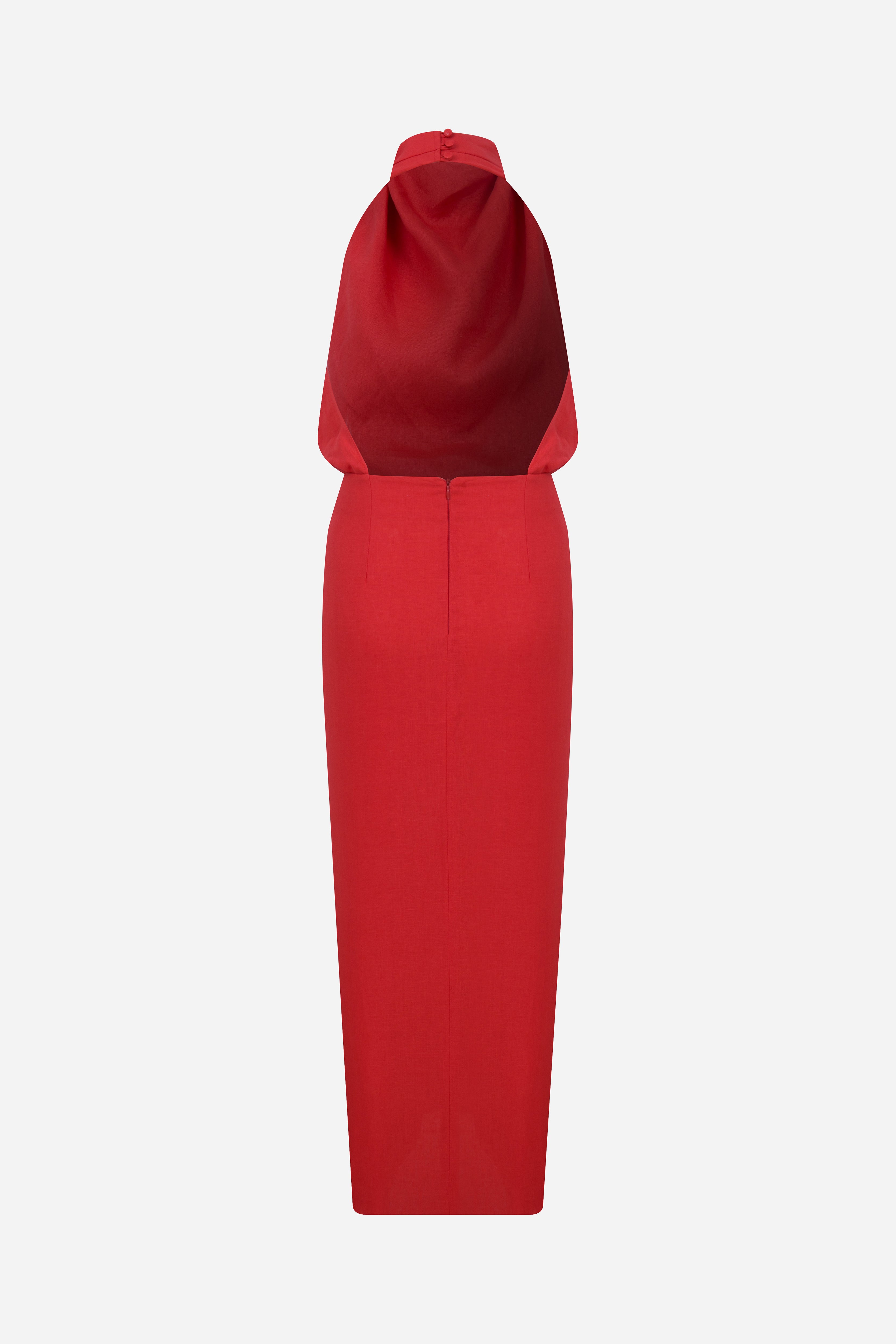 Viale-Linen Midi Dress with Twist Detail