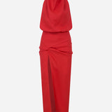 Viale-Linen Midi Dress with Twist Detail