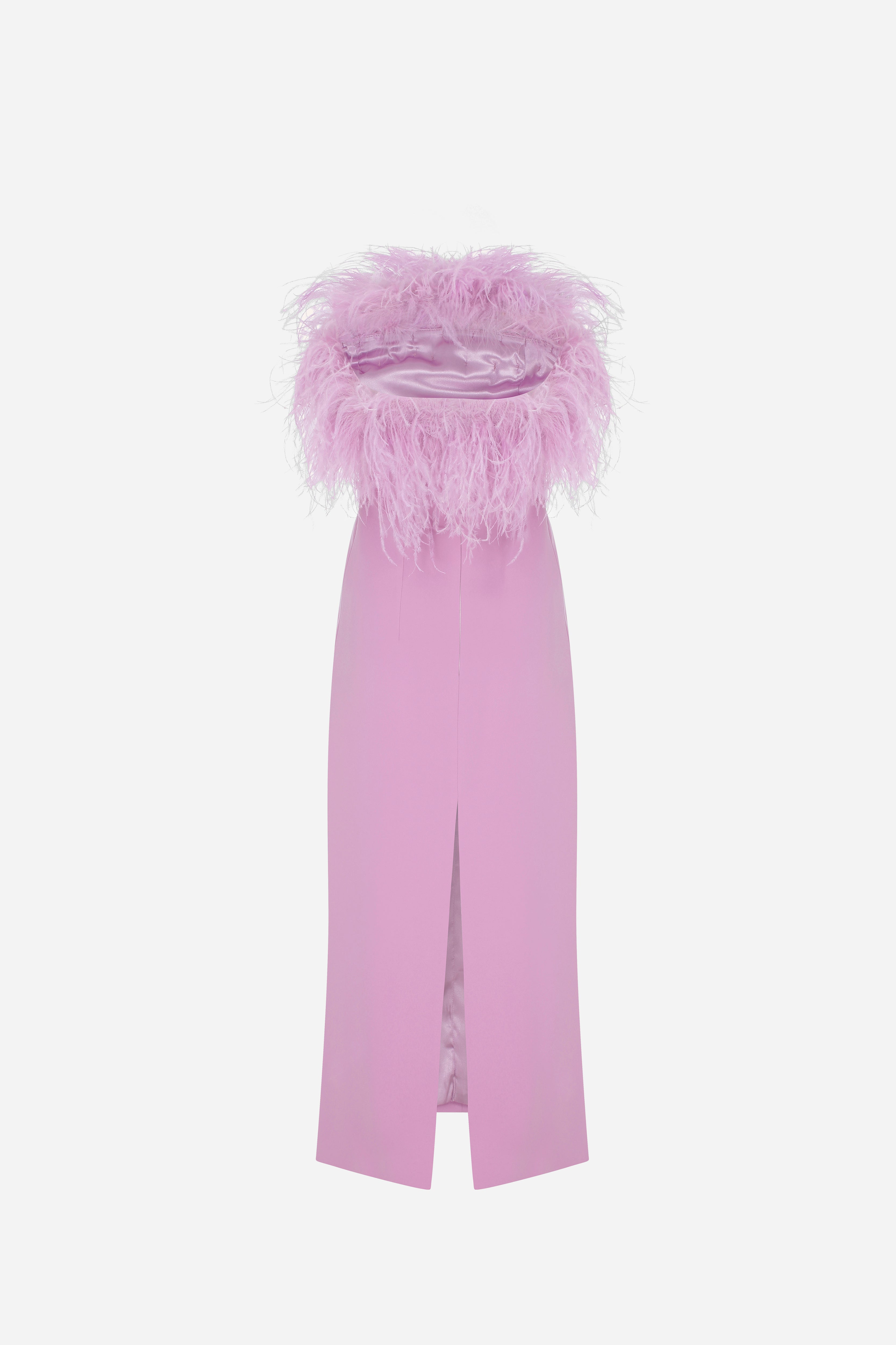 Alanis - Strapless Midi Dress with Feathers