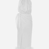 Amanda - Wrap-Up Backless Dress with Ostrich Details