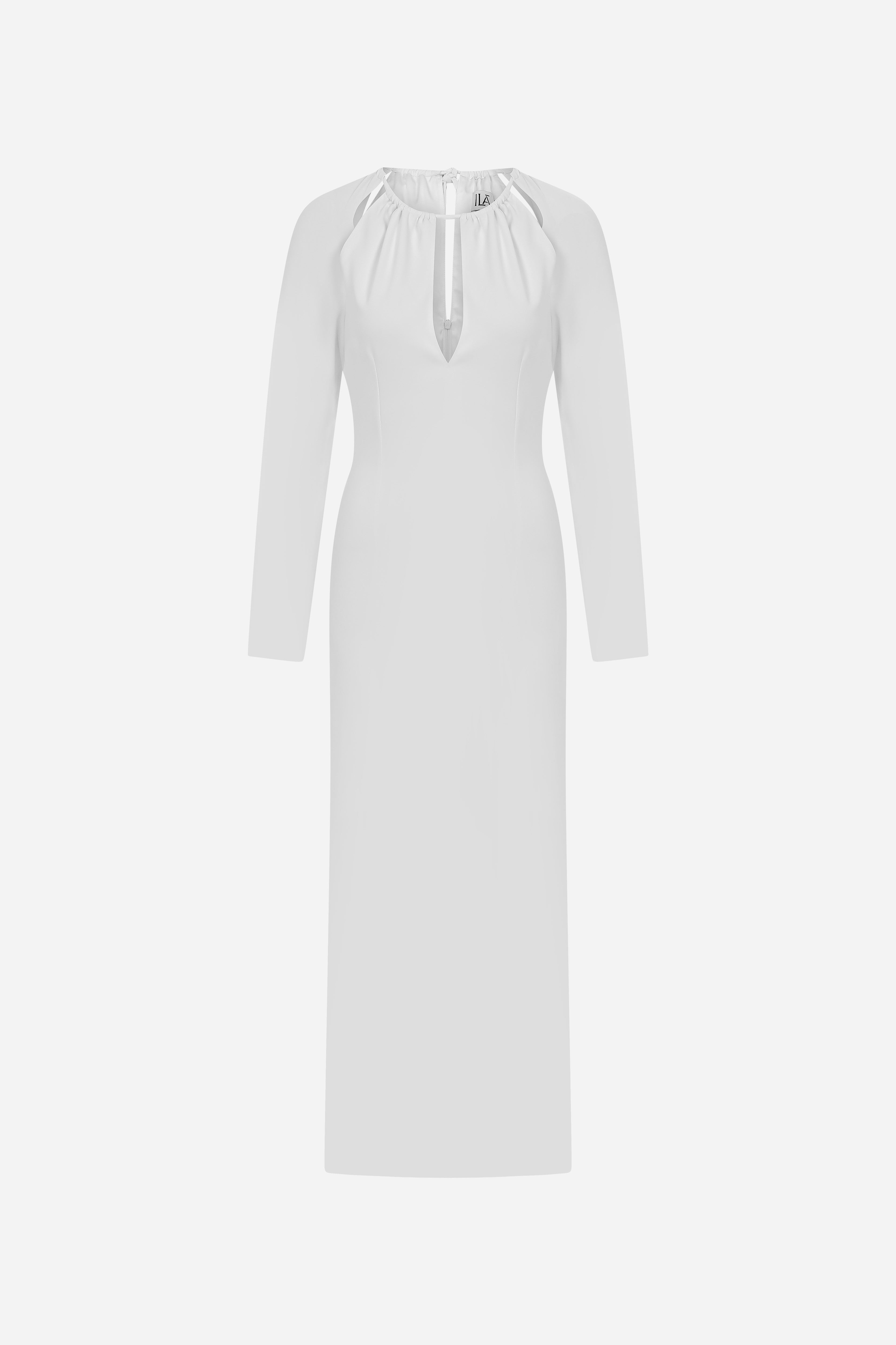 ANG-LONG SLEEVE DRESS WITH DRAPE DETAILS