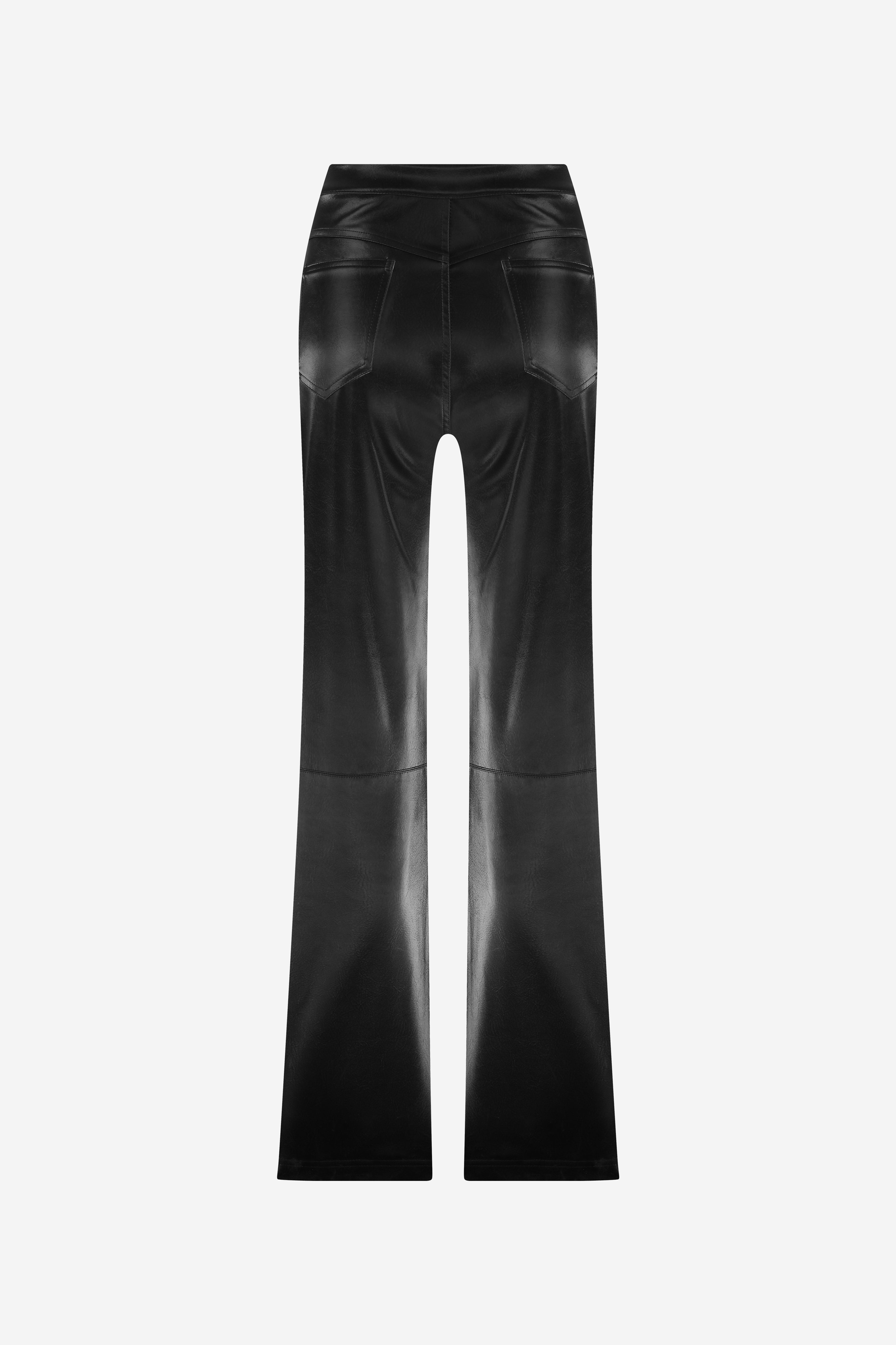 Angie - Vegan Leather Trousers With Satin Effect