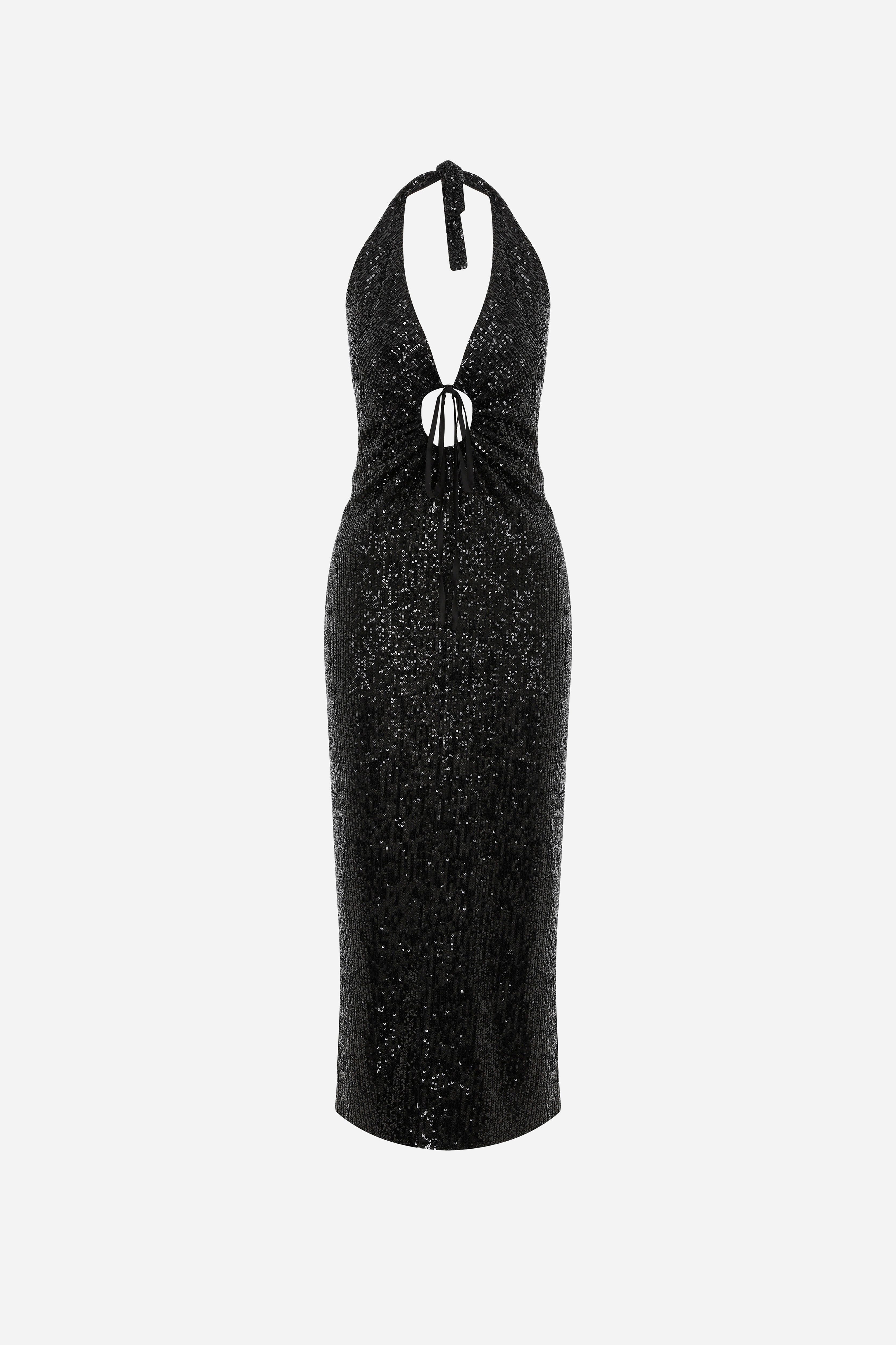 ARA - MIDI SEQUIN DRESS WITH DETAILS IN FRONT