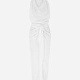 Aries - Satin Midi Dress With Open Back in White