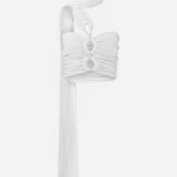 Aurora - Jersey Top With Handmade  Accesory in White