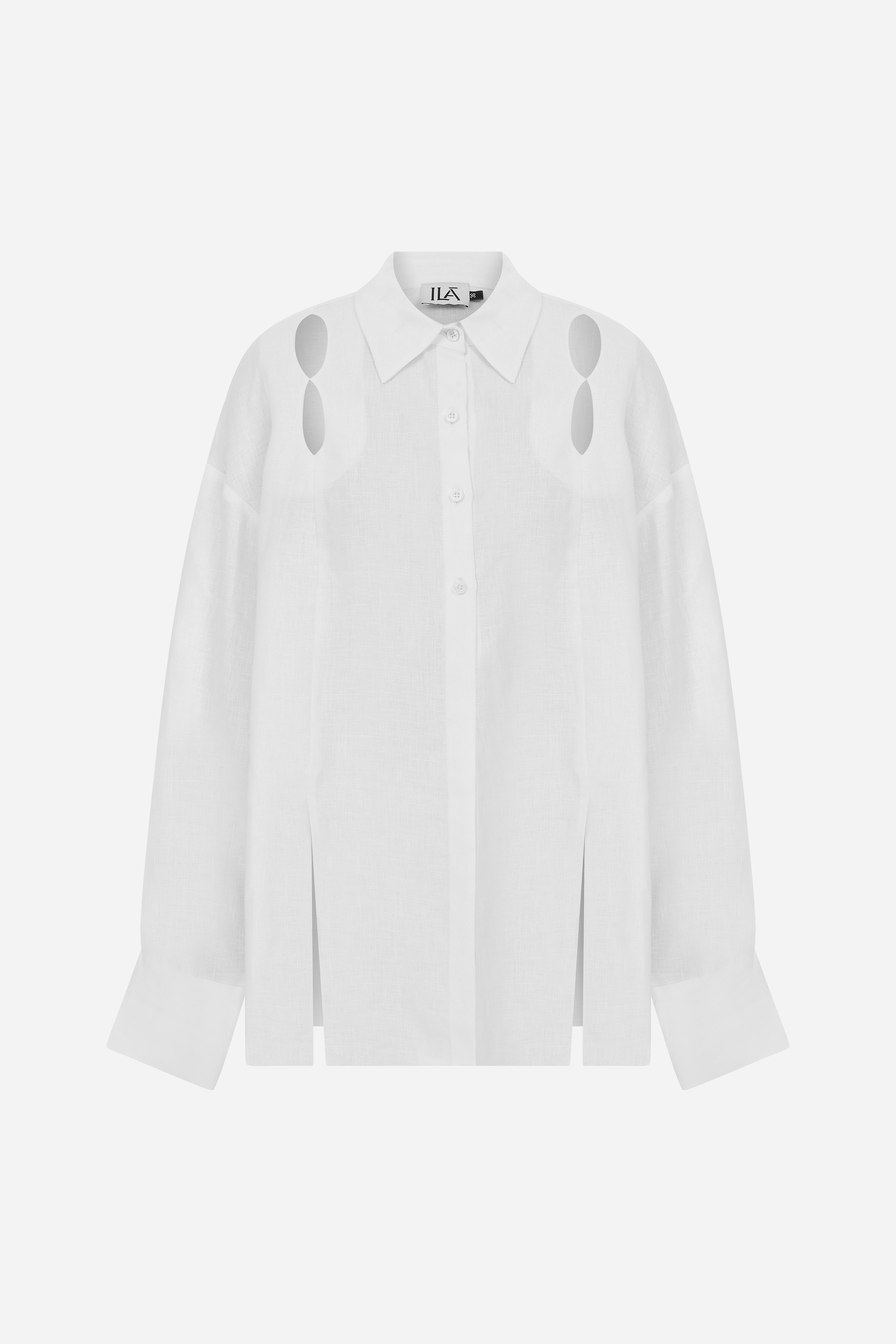 Alda - Linen Shirt With Cut Out Details