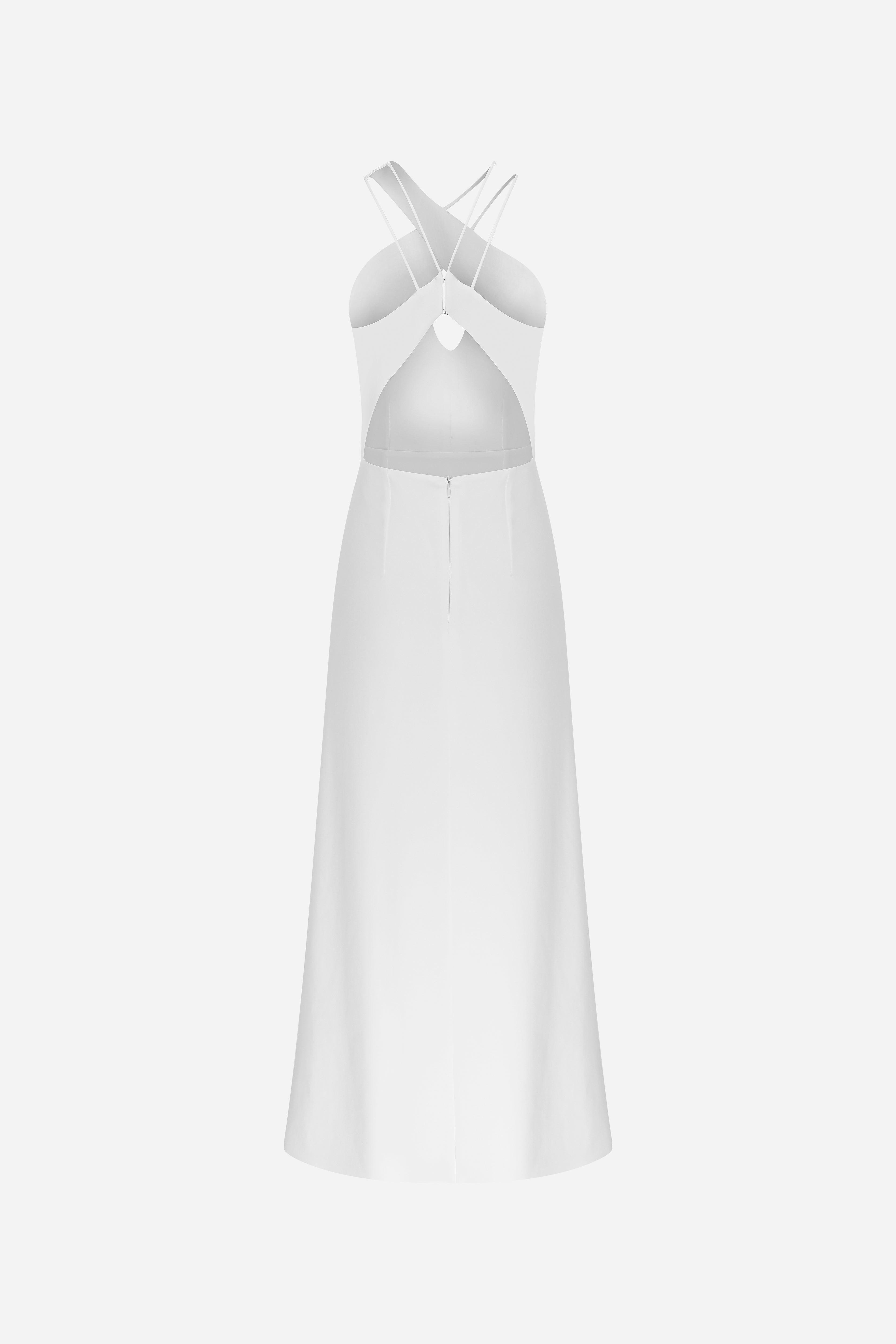 HOLLOW-MIDI DRESS WITH FRONT TEAR SHAPED OPENING