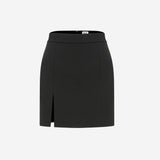 Janine - Mini Skirt With Front Slit in Black