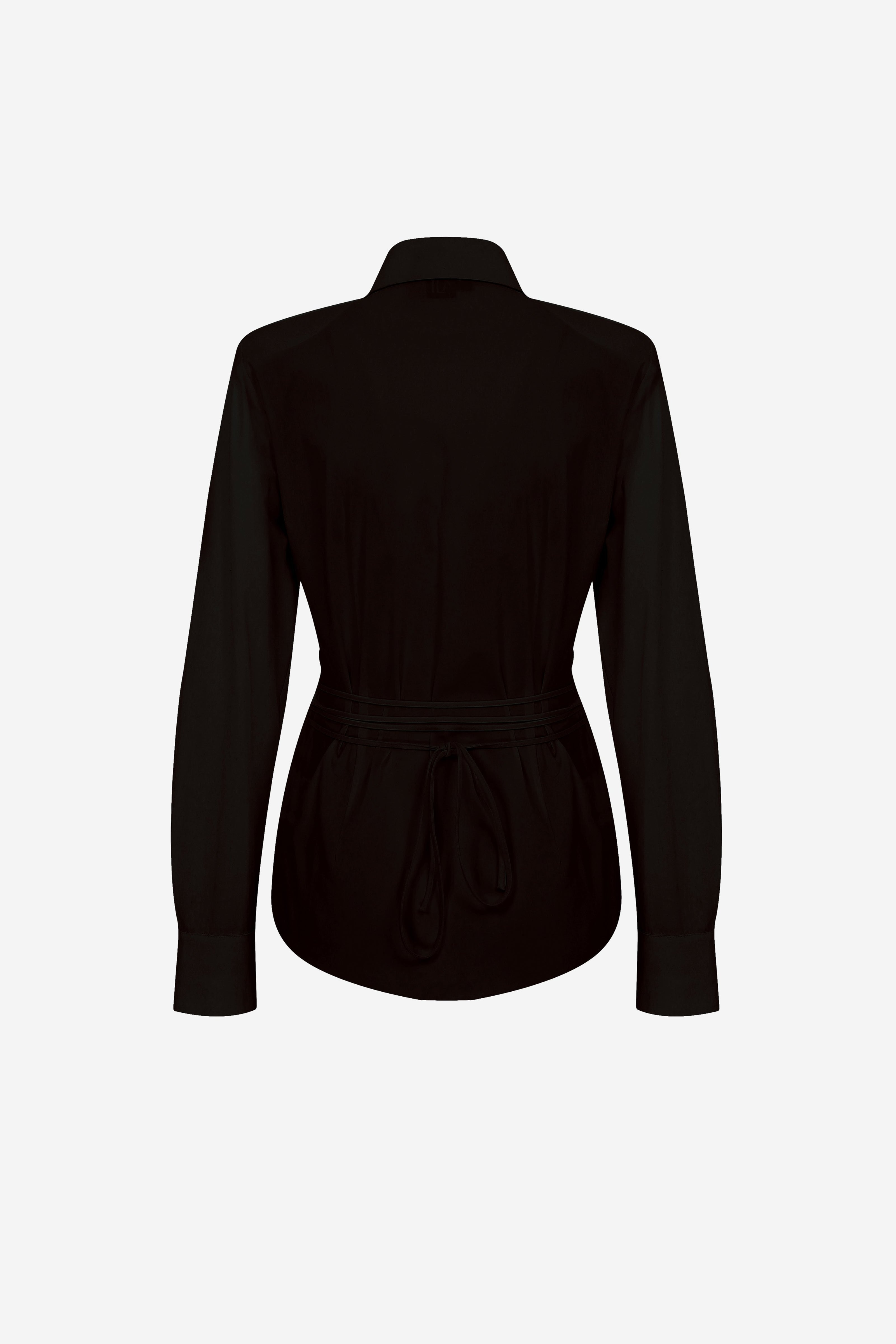 LUAN - COTTON SHIRT WITH SHOULDER PADS IN BLACK