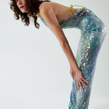 Mer - Gradient Sequin Maxi Dress With Open Back
